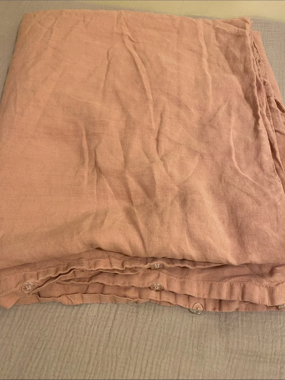 Quince Pink Linen Full /Queen. Duvet Cover & 2 Standard pillowcases. Set